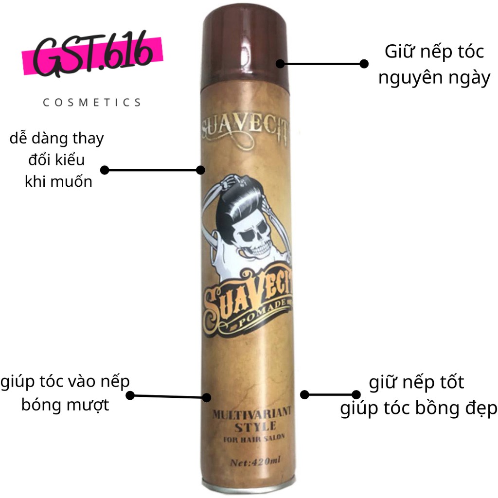 Sáp vuốt tóc nam BLUMAAN tê giác tạo kiểu giữ nếp tóc,Gôm xịt tóc nam SUAVECITO 420ml