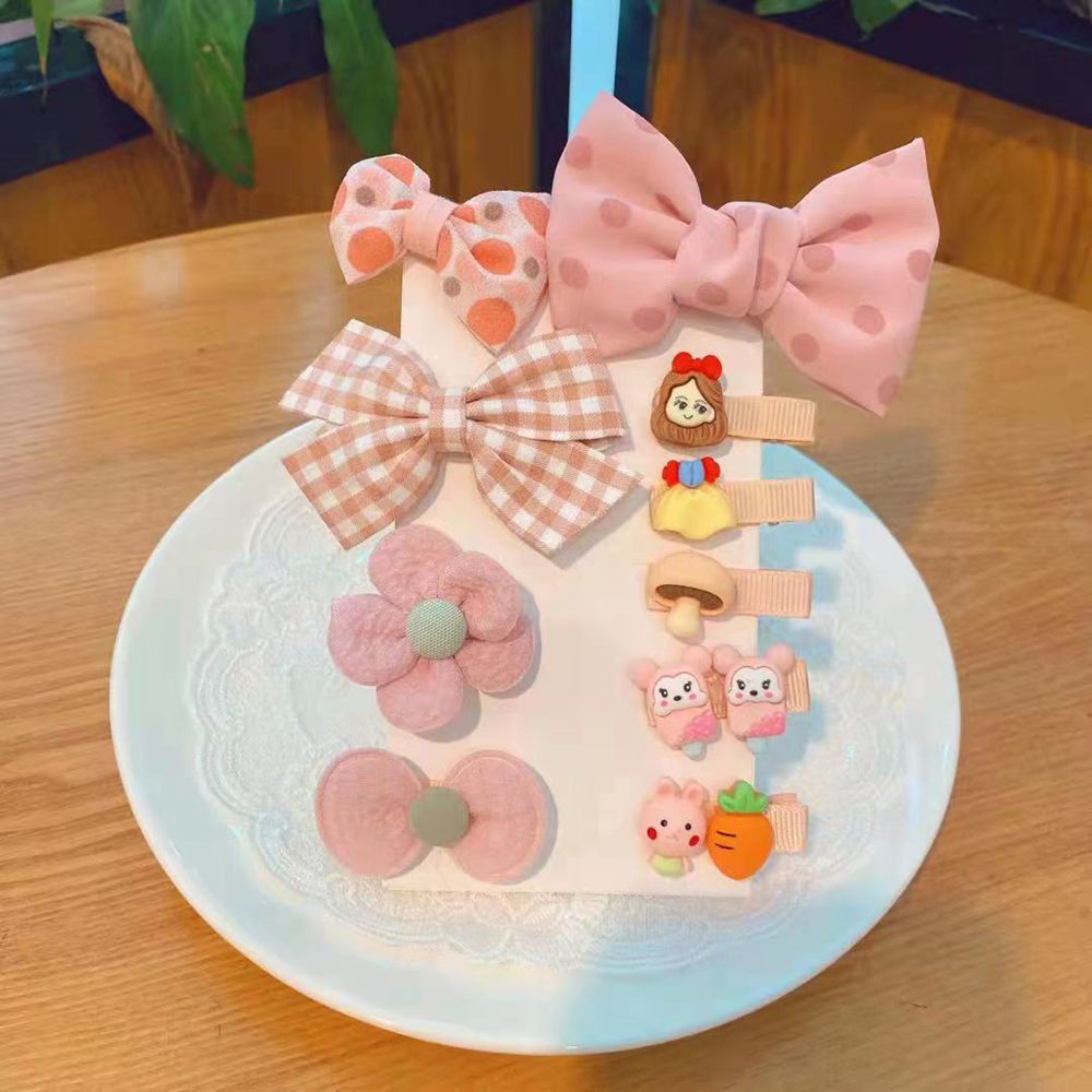 Set 8 kẹp tóc nơ/ hoa nhiều màu dễ thương cho bé -MS08
