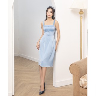 Des fleurs - váy lụa nút ngực maya button dress