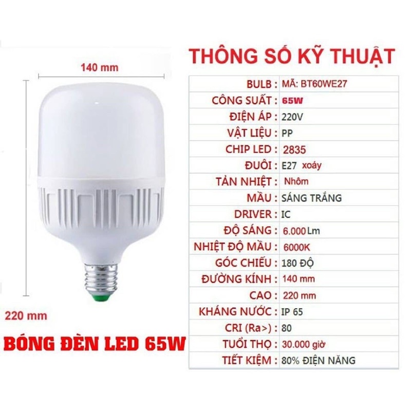 Bóng đèn LED LINH PHI 5W 10W 15W 20W 30W 40W 50W 65W siêu sáng tiết kiệm 80% điện ánh sáng TRẮNG