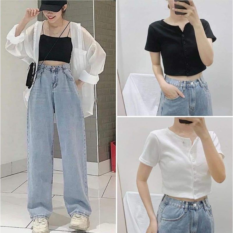 Quần Jean Ống Rộng GÀI EO Ulzzang Unisex mặc lên cực tôn dáng PIGI STORE Mã 44