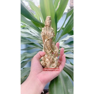 Tượng đồng phật bà quan âm đứng rồng ( cao 15 cm )
