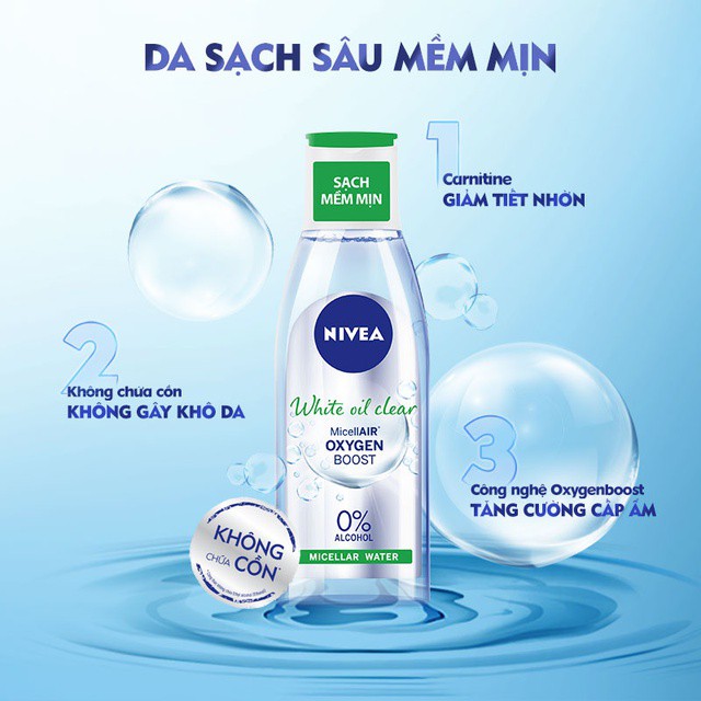 Nước tẩy trang Nivea kiểm soát nhờn White Oil Clear Micellar Water chai 200ML