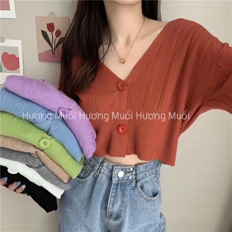 áo cardigan len croptop 2 cúc - hàng qC | BigBuy360 - bigbuy360.vn