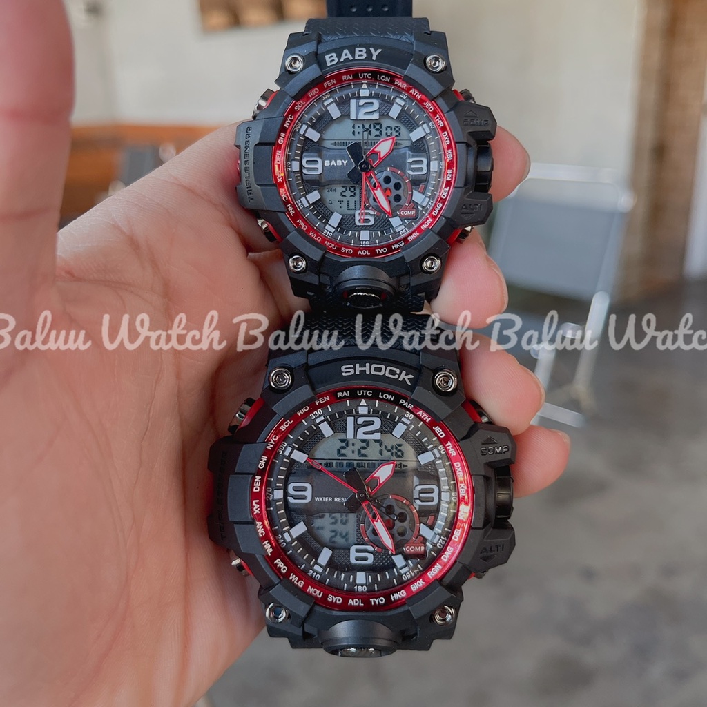 Đồng hồ thể thao nam nữ kim điện tử - GA1100 viền đỏ | BigBuy360 - bigbuy360.vn