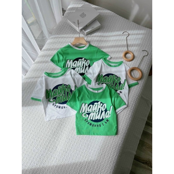 ÁO CROPTOP PHỐI VIỀN IN ĐỦ THỨ MURA