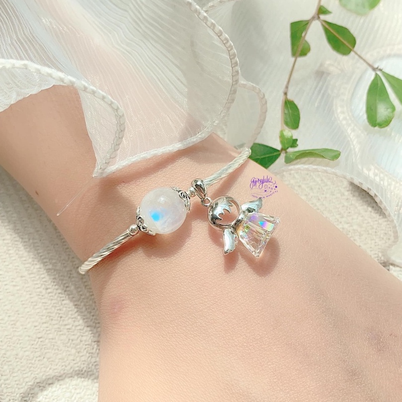 Vòng Tay Đá Ánh Trăng Thiên Nhiên Charm Thiên Thần May Mắn SP004110 Gypsy.lala
