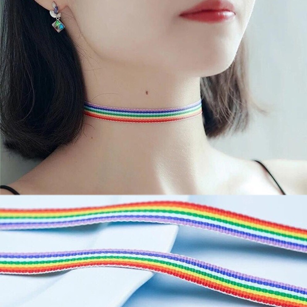 Vòng Cổ Choker Màu Sắc Cầu Vồng 1.5cm Cho Nam Và Nữ