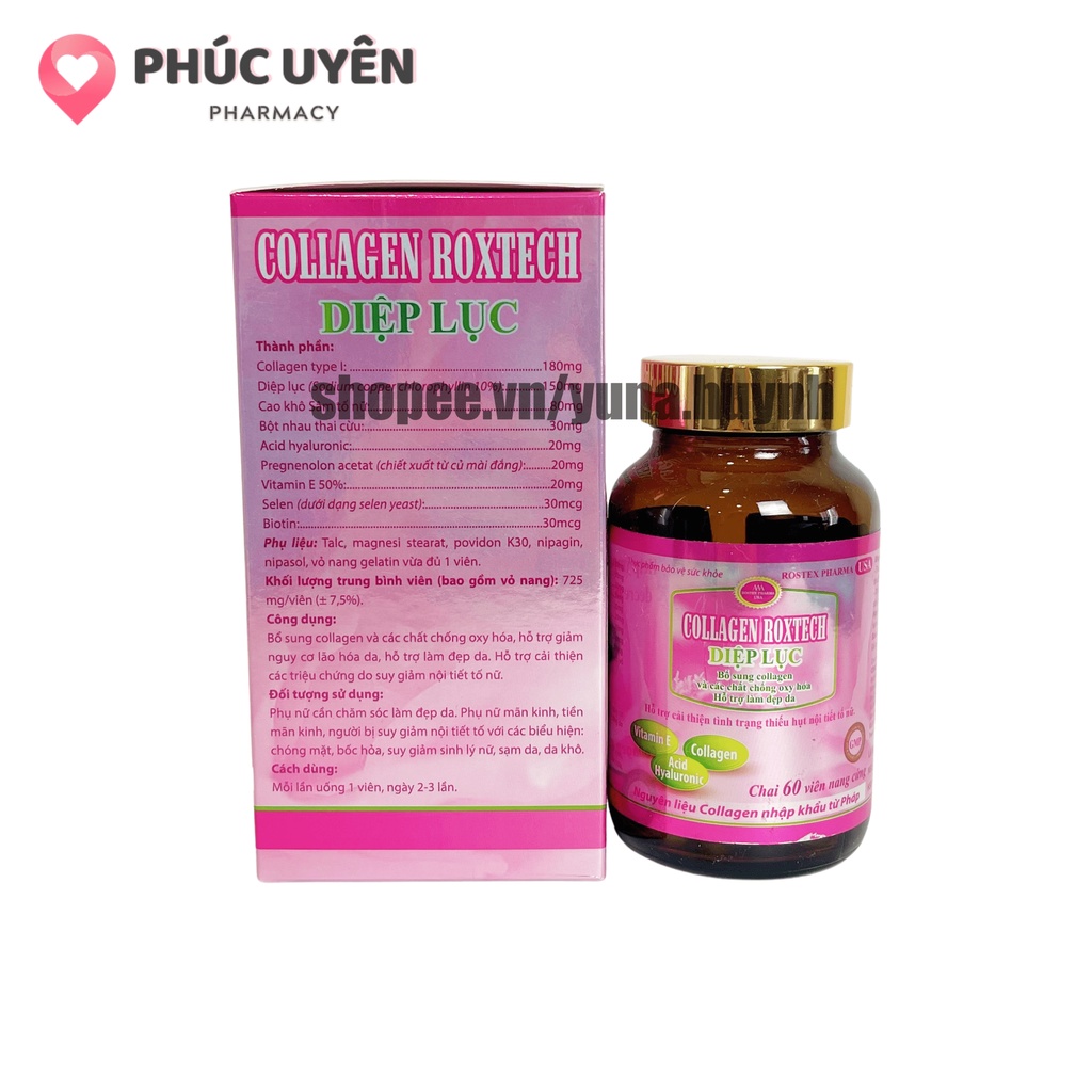 [Mua để nhận quà ]Viên uống đẹp da Collagen Diệp Lục bổ sung vitamin e, hỗ trợ làm trắng da- Hộp 60 viên [HOT]