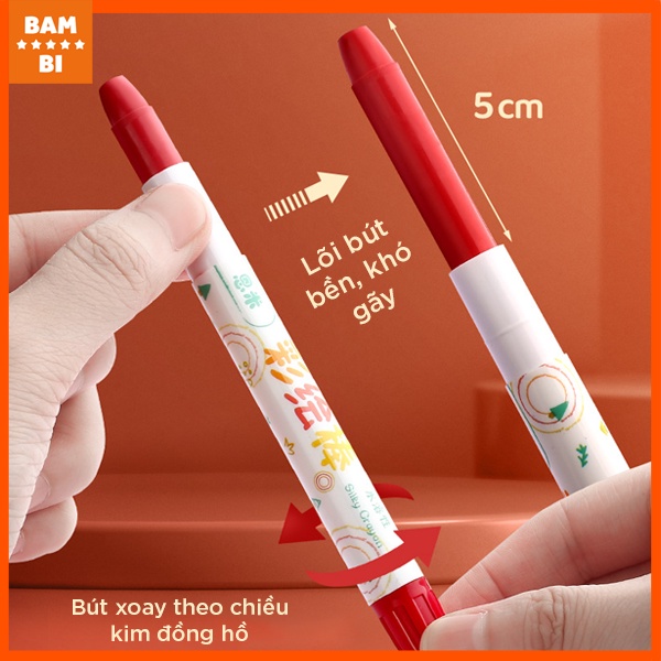 Bút màu sáp xoay/vặn kiêm màu nước Bambi cho bé - Hàng chất lượng 12/24/36/48 màu - 1 hộp