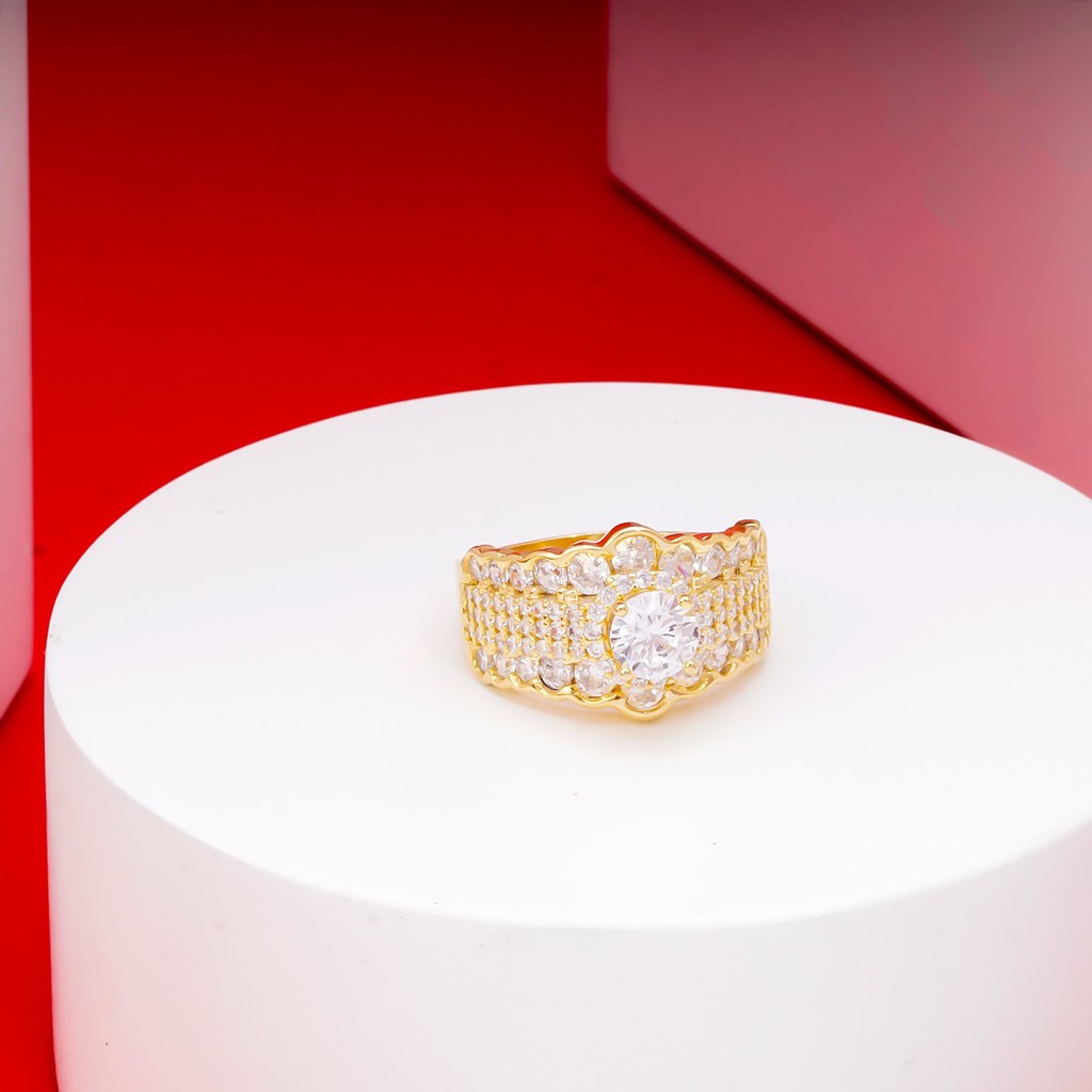 Nhẫn nữ đính xoàn mạ vàng 18K cao cấp (giá tốt nhất) N344147-125