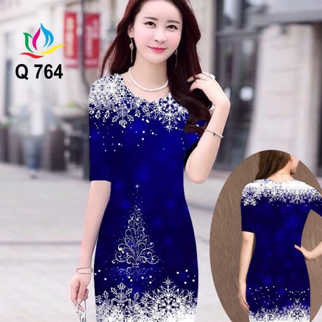 Đầm in hoa 3D cao cấp
