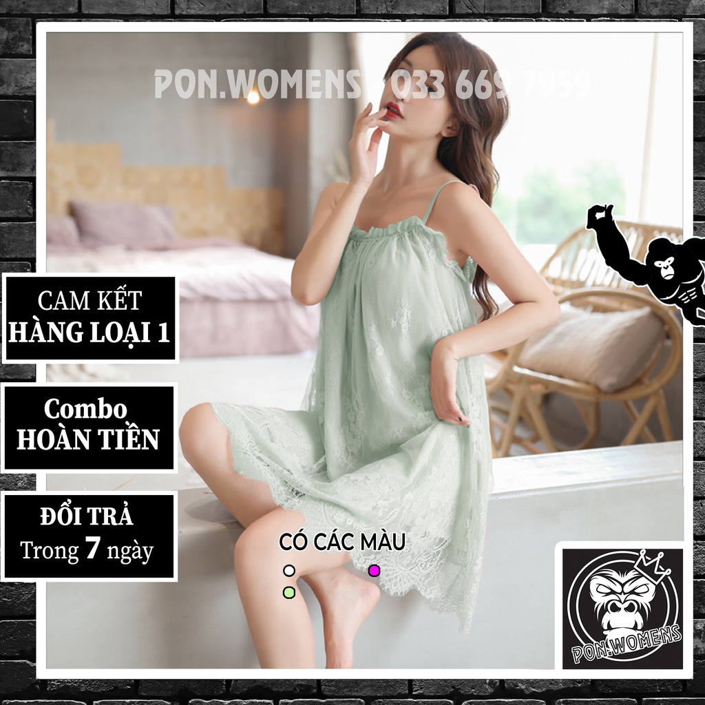 VÁY NGỦ 2 DÂY LỤA REN QUYẾN RŨ MÀU ĐEN TRẮNG 1916 PON.WOMENS