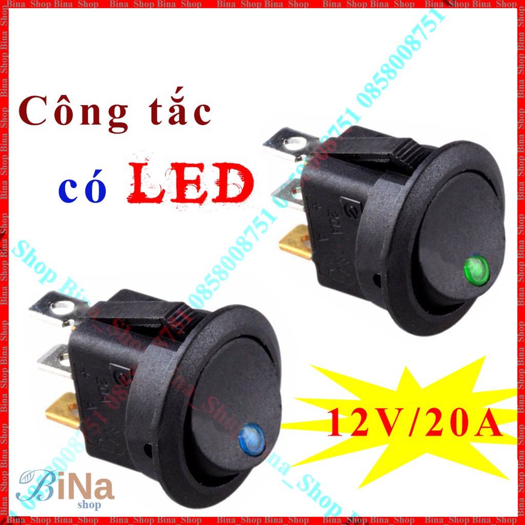 Công tắc bập bênh có LED 12V/20A