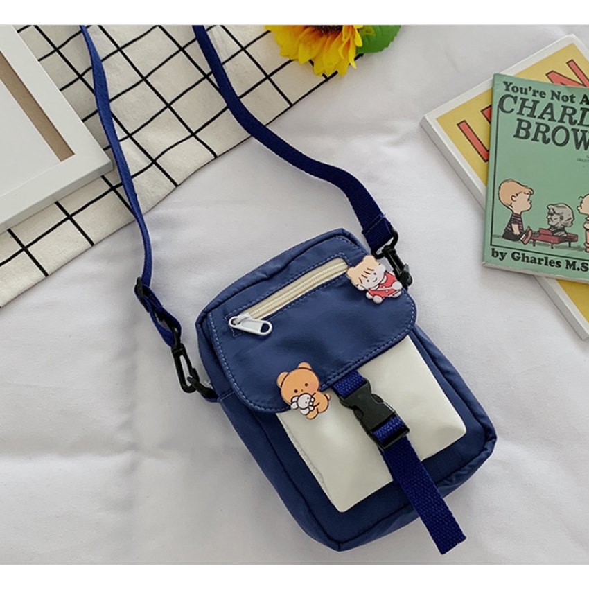 Túi vải dù dọc có khóa ngang, túi đeo chéo tote vải B | BigBuy360 - bigbuy360.vn