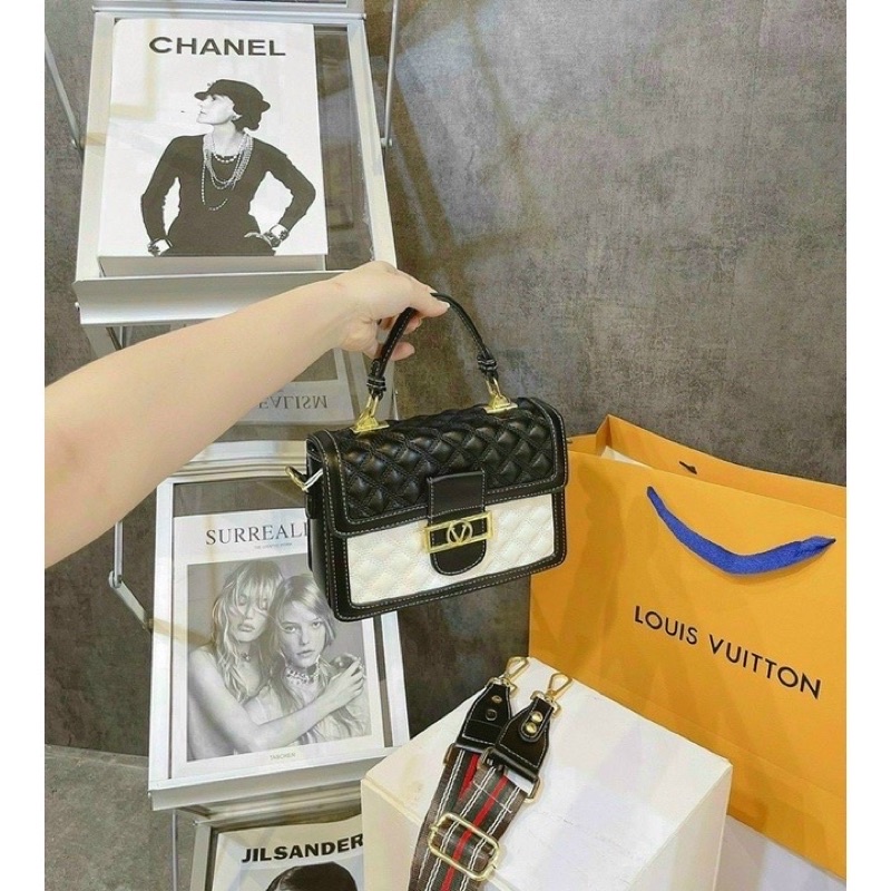 Túi Xách Nữ Đeo Vai Ô Trám, Túi Nữ Đeo Chéo Khoá Nẹp Chữ V