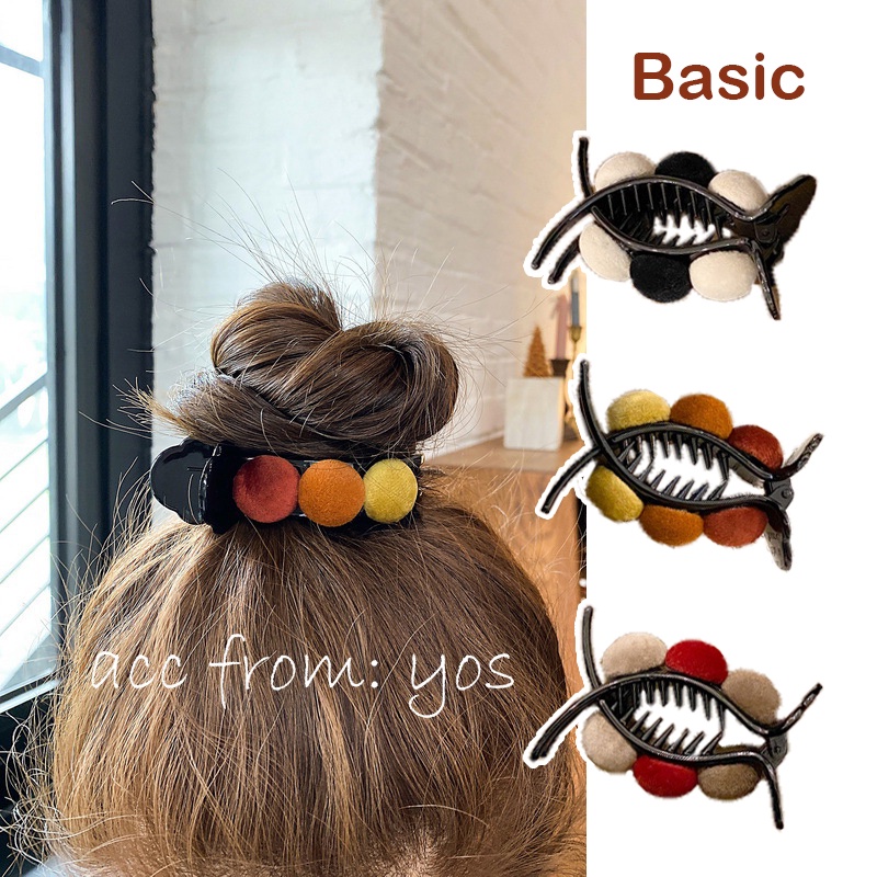 Kẹp tóc càng cua 3 răng đính bông xinh xắn cho nữ YOS