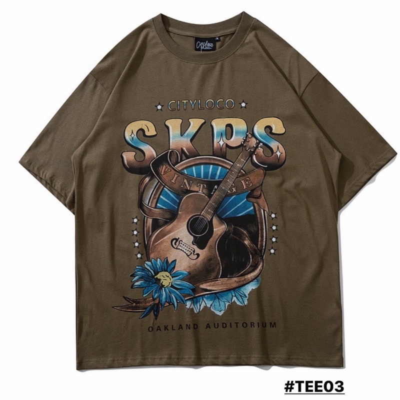 Áo phông SKPS chuẩn hàng 100% Cotton form rộng in hình cây đàn