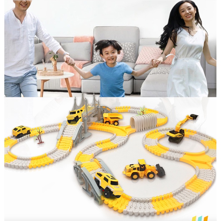 Đồ chơi trẻ em phát triển trí tuệ, lắp ghép đường ray ô tô, tàu hỏa nhiều chi tiết