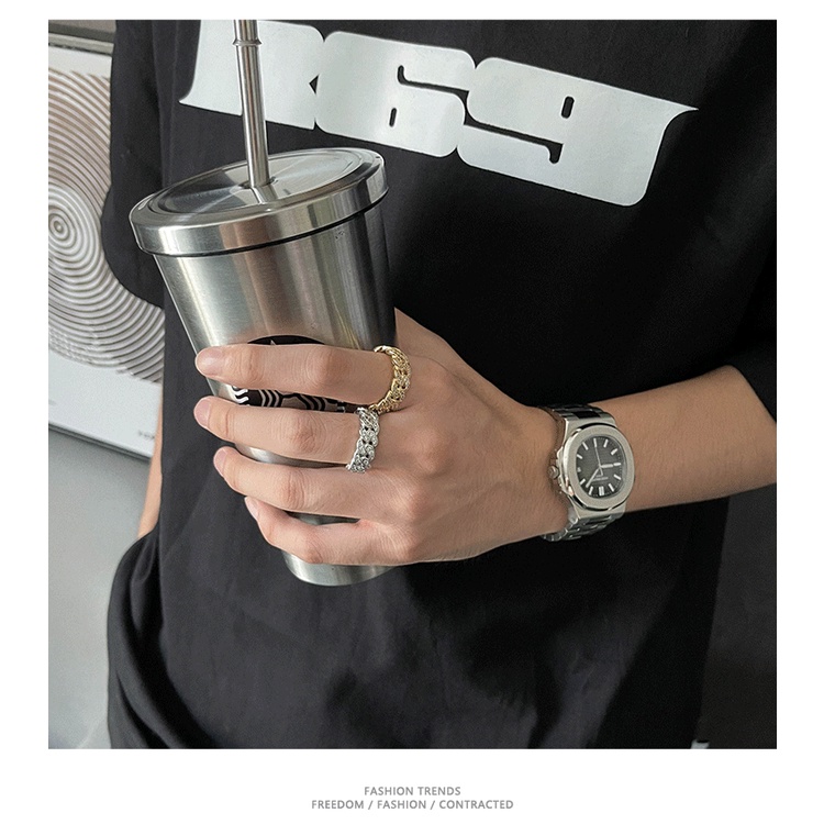 Avci Nhẫn Đeo Ngón Trỏ Đính Đá Kim Cương Phong Cách hip hop Đường Phố Cá Tính Cho Nam Và Nữ