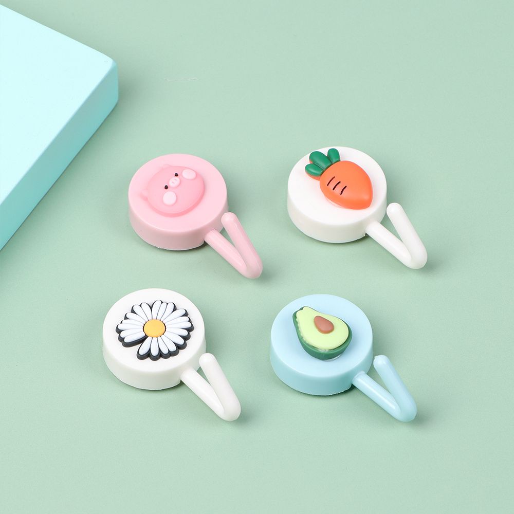 Móc treo đồ gắn tường bằng nhựa màu trơn không cần khoan lỗ trang trí nhà cửa/ phòng tắm