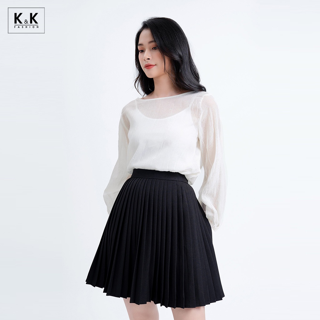 Áo Blouse Kiểu Cổ Tròn Tay Dài K&amp;K Fashion ASM08-08 Chất Liệu Organza