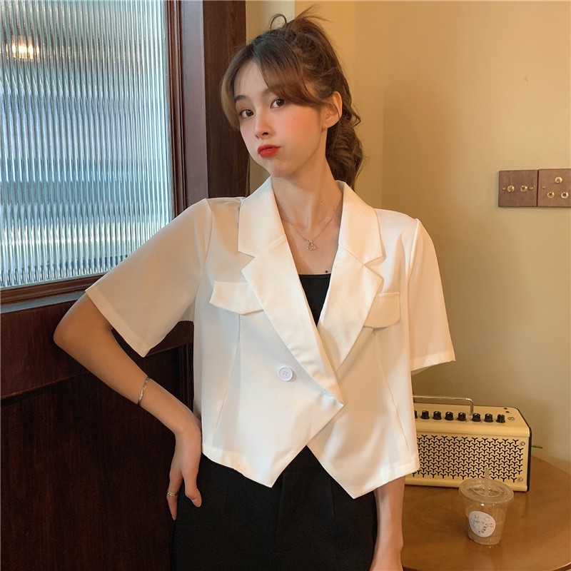 [Kèm Video SP] Áo Khoác Blazer Nữ Cổ Vest Cao Cấp Tay Lỡ Dáng Croptop Phong Cách Thời Trang Sugal AO KHOAC SG 001V3