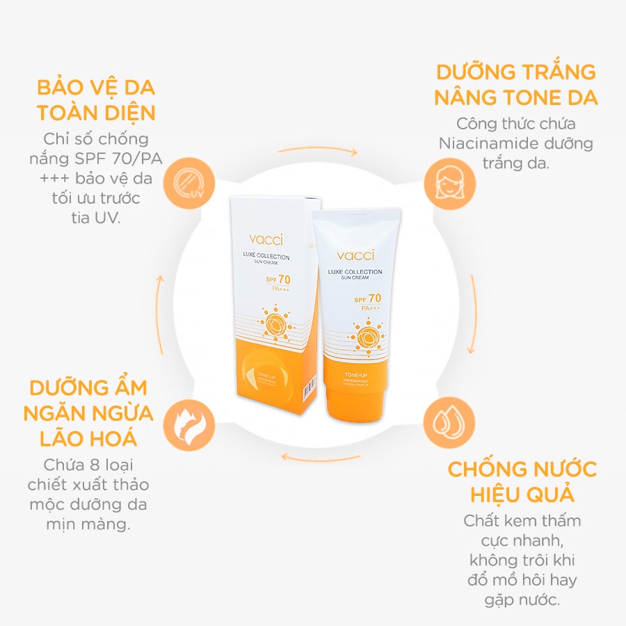Kem chống nắng nâng tone da SPF 70 PA+++ VACCI SB Startup