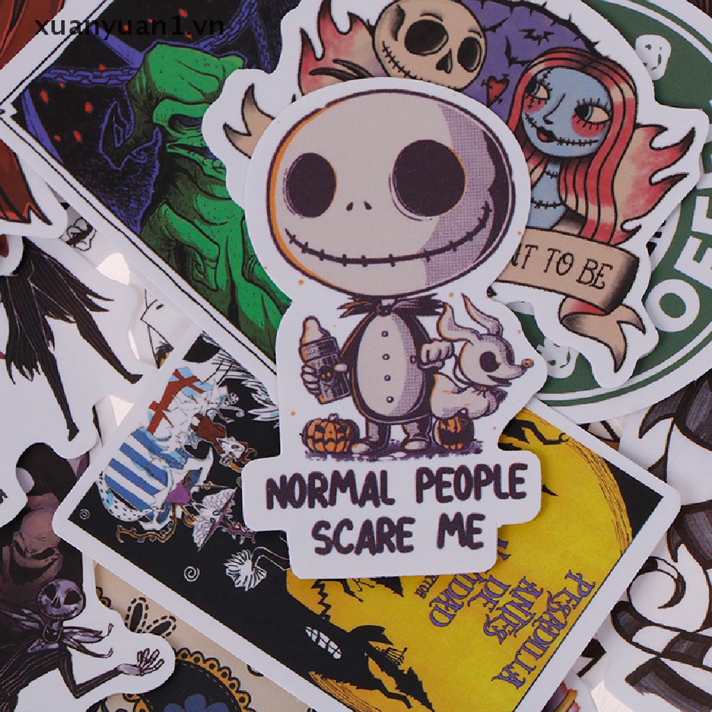 Set 50 Miếng Dán Trang Trí Laptop Phong Cách Halloween Độc Đáo