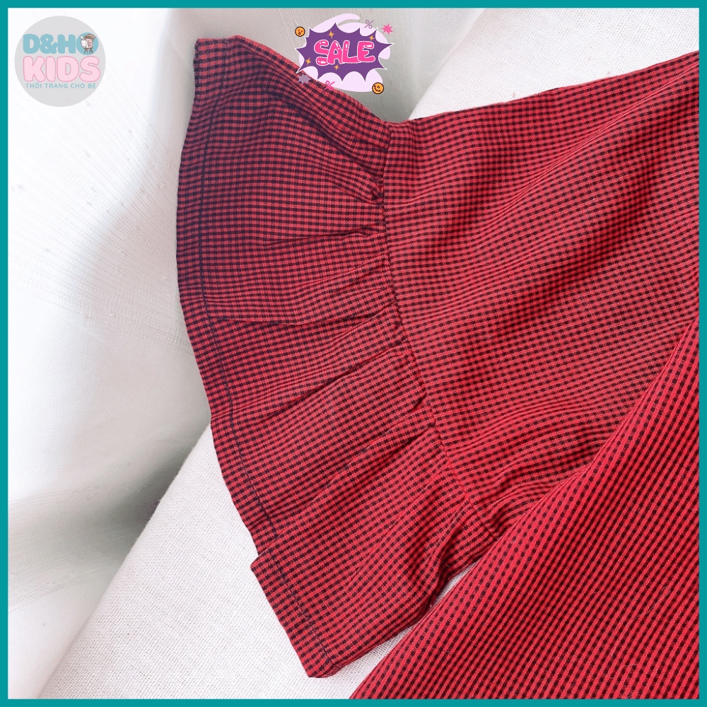 Bộ đồ bé gái 12kg - 25kg ,bộ Áo karo tay bèo cho bé gái - DHK899