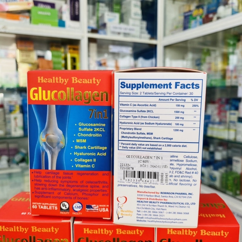 ✅ [Chính Hãng] Viên uống bổ xương khớp, tái tạo chất nhờn sụn khớp Glucollagen 7in1 Healthy Beauty 60 Viên - Khớp 7 in 1