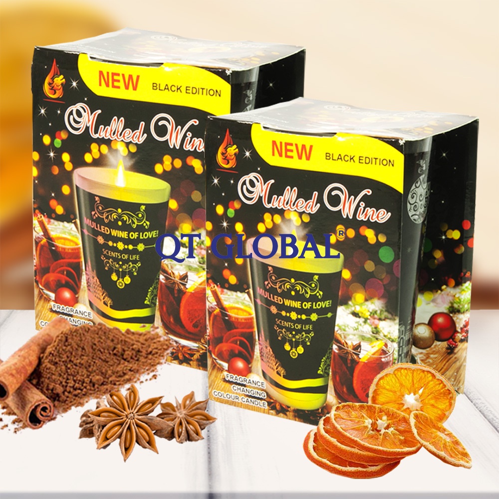 Combo 2 ly nến thơm đổi màu Golden nhập khẩu Châu Âu Mulled Wine 140g - cam, quế, hồi
