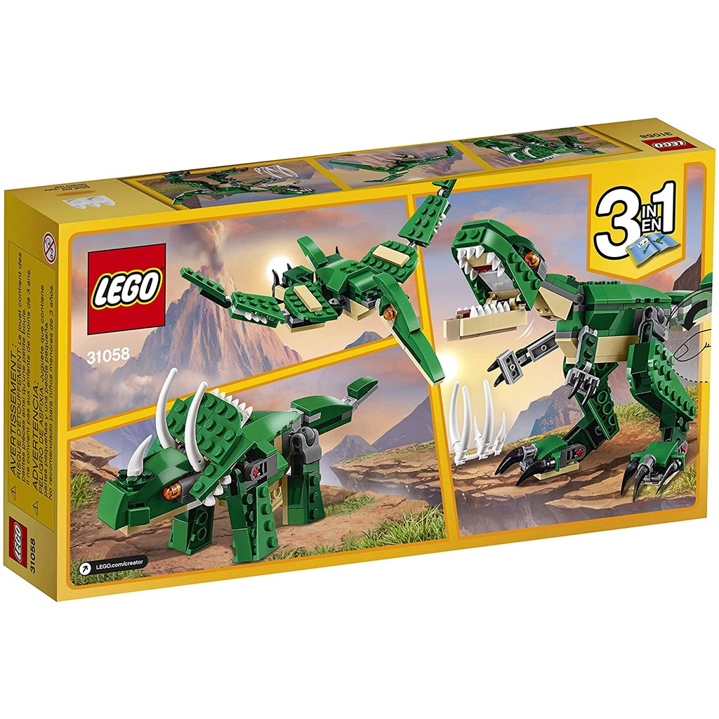 Đồ chơi LEGO Creator Mighty Dinosaurs 31058 xếp hình khủng long Pterodactyl, Triceratops và T Rex
