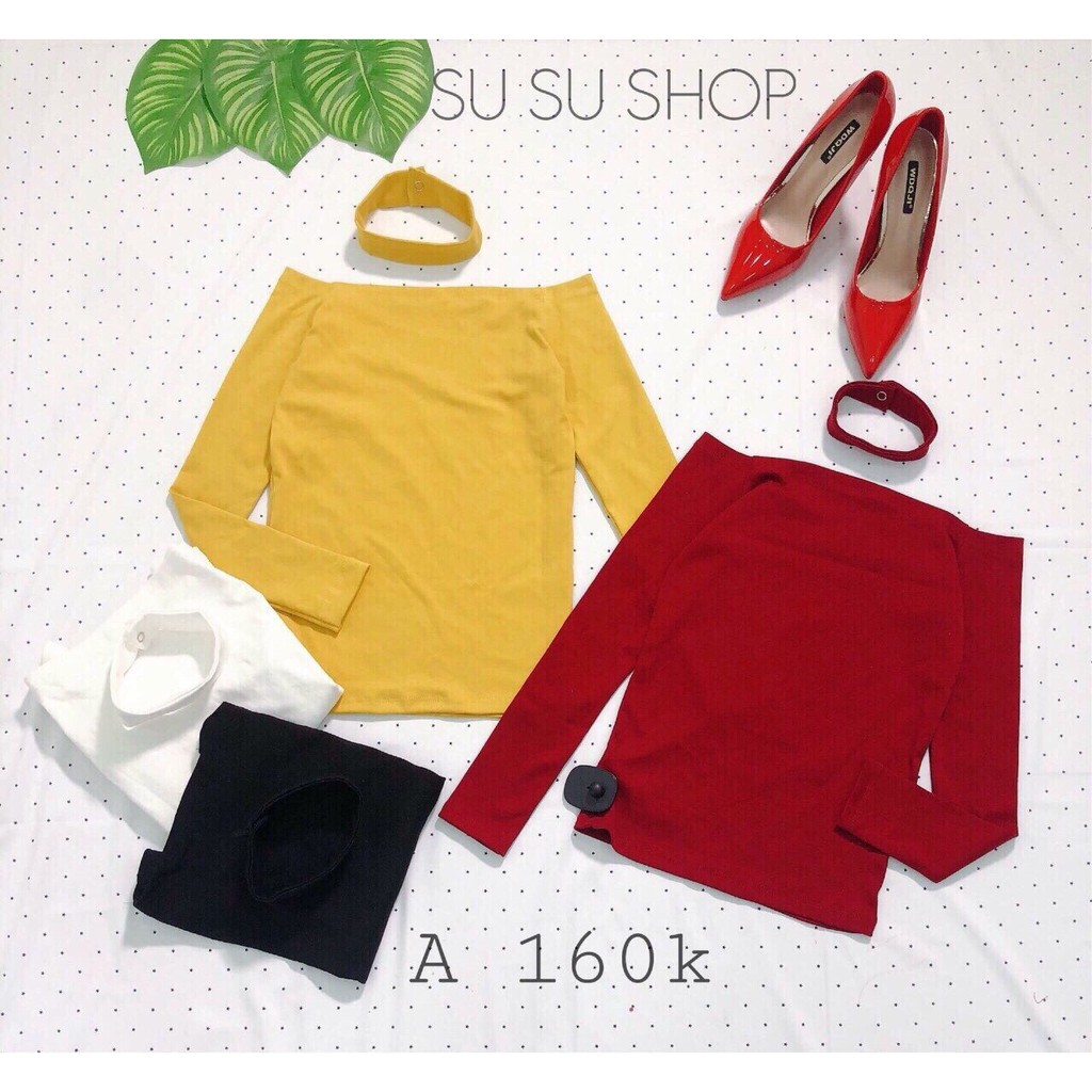 [ Free ship 50k ] Áo thun lụa bẹt vai U06012