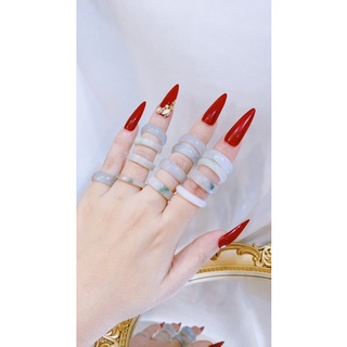 nhẫn ngọc cẩm thach trắng phớt