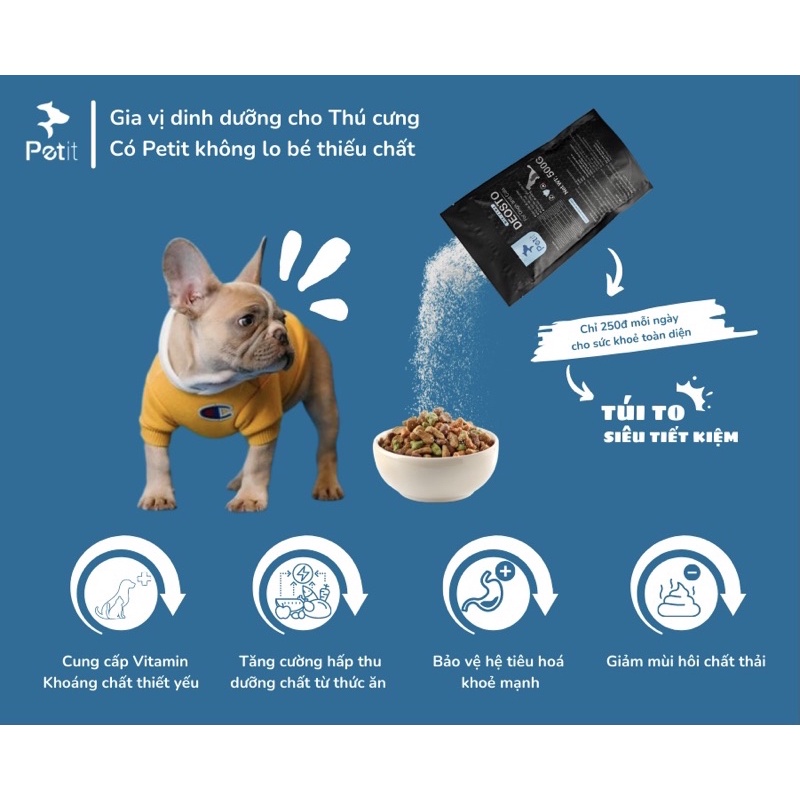Dinh dưỡng tiêu hoá chó mèo, giảm mùi hôi chất thải, Gia vị dinh dưỡng Deosto - Petit Vietnam