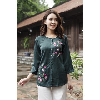 BỘ ÁO BÀ BA THÊU HOA ĐÀO💥FREESHIP💥HÀNG CHẤT LƯỢNG CAO