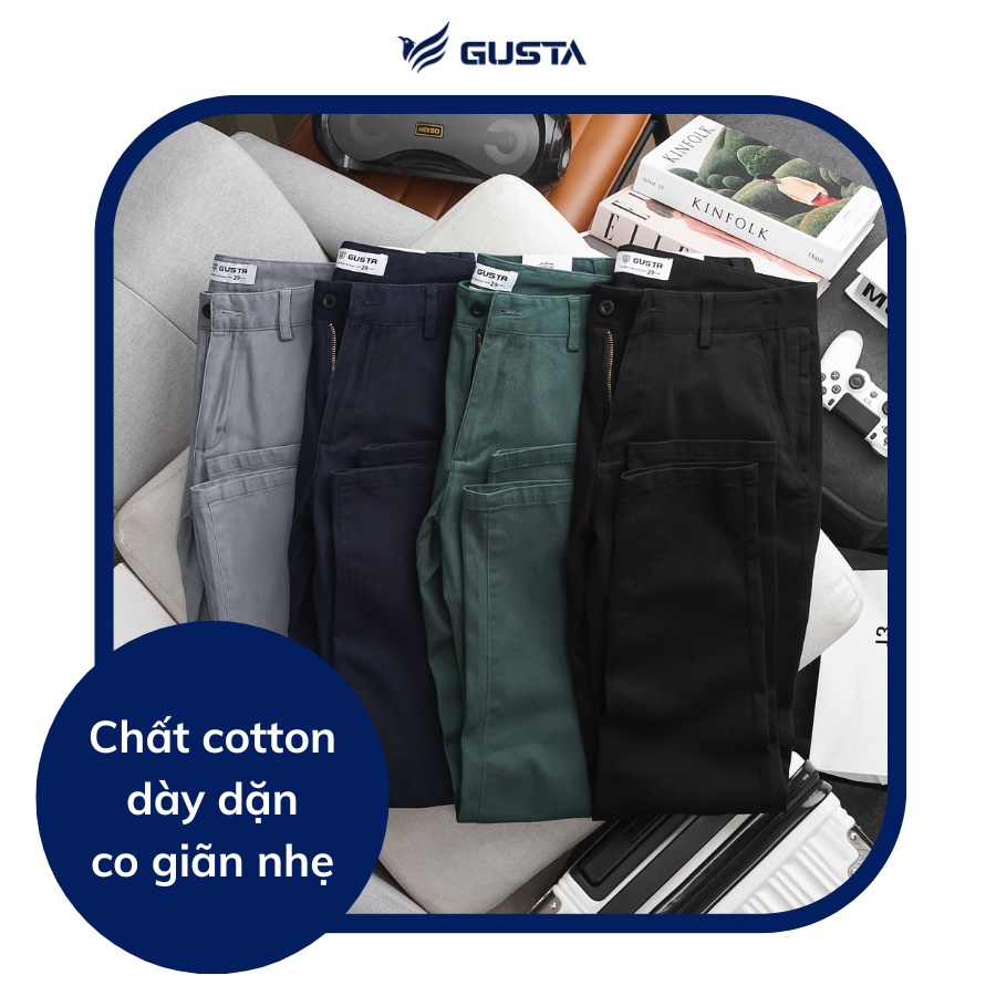 Quần Kaki Nam Ống Đứng GUSTA quần nam cao cấp dáng slimfit phong cách trẻ trung lịch lãm - KA02