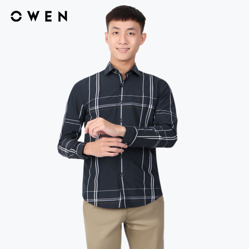 Áo sơ mi dài tay Nam Owen Bamboo Slim Fit Xanh - AS220146D