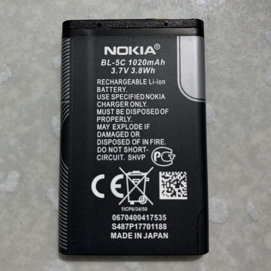 pin nokia bl-5c - loại zin 3 gân dung lượng cao bền bỉ bảo hành 6 tháng