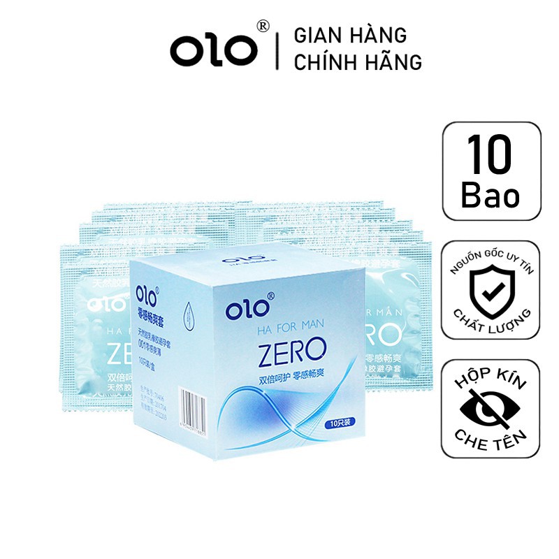 Bao Cao Su Siêu Mỏng OLO 001 Zero Ha For Man Nhiều Gel Bôi Trơn Nội Địa Trung Hộp 10 BCS