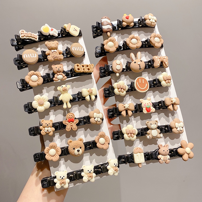 Kẹp Tóc Nữ Thiết Kế Bện Sợi Màu Sắc Cà Phê Xinh Xắn