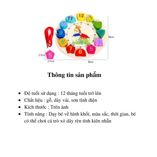 ĐỒNG HỒ GỖ HÌNH KHỐI VÀ SỐ CHO BÉ