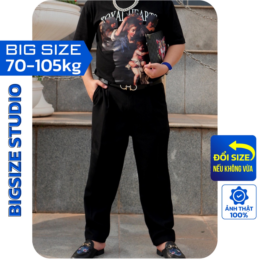 Quần âu baggy form rộng, dành cho người béo, vải tuyết mưa cao cấp BIGSIZESTUDIO 70kg - 110kg