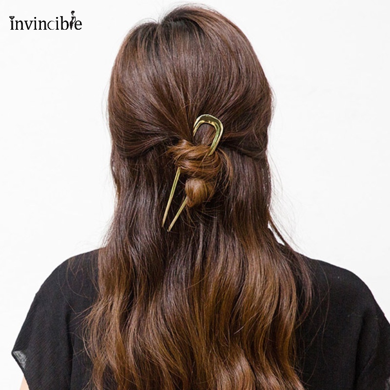 Kẹp Tóc Kim Loại Thiết Kế Đơn Giản Phong Cách Cổ Điển Cho Nữ