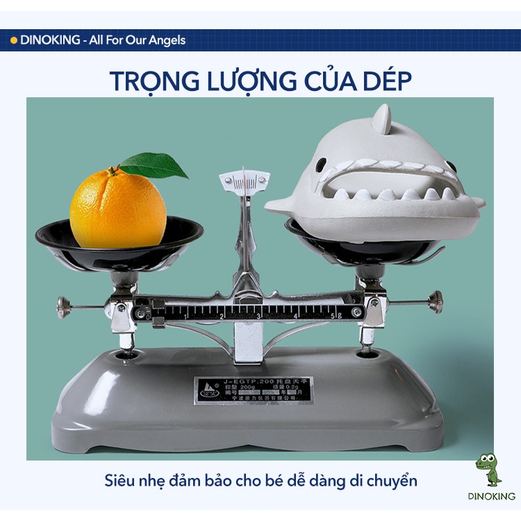 Dép cá mập cho bé DINOKNG Dép lê quai ngang trẻ em siêu nhẹ chống trơn trượt DE04