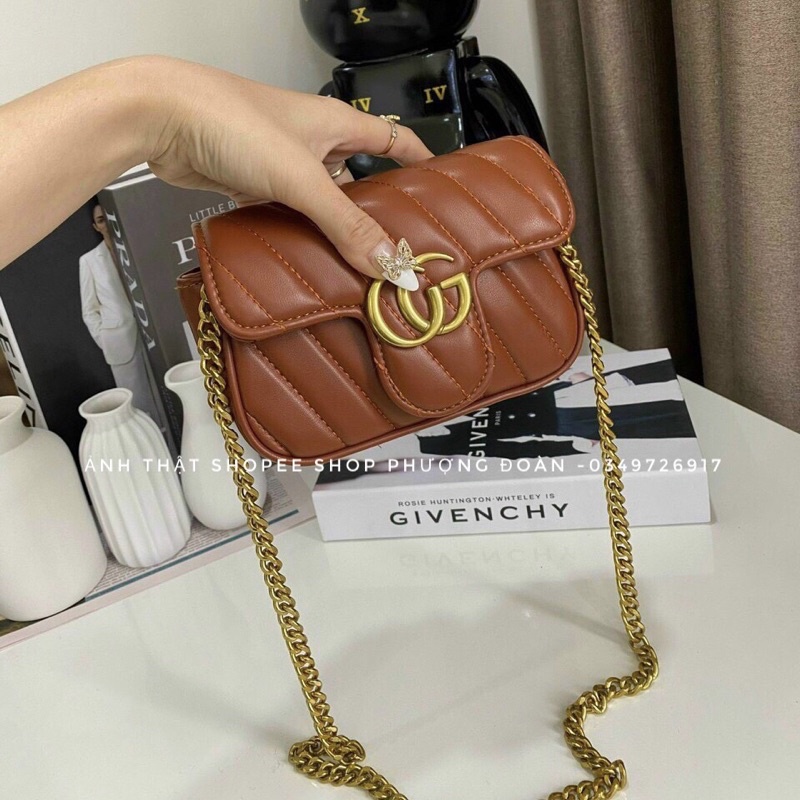 Túi da mềm Gân mini size 18cm vỡ box