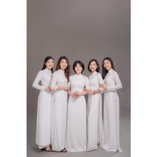 Áo dài Tây thi - màu trắng học sinh