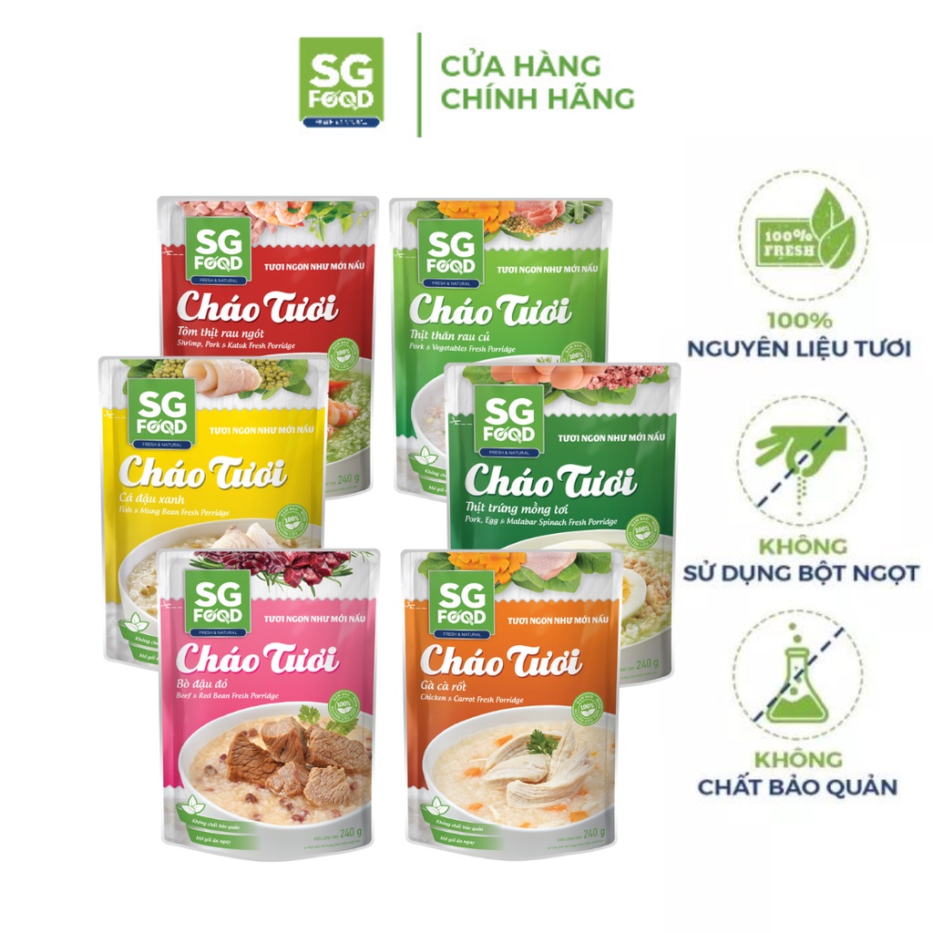 Thùng 30 gói Cháo tươi Deli Sài Gòn Food các vị 240g