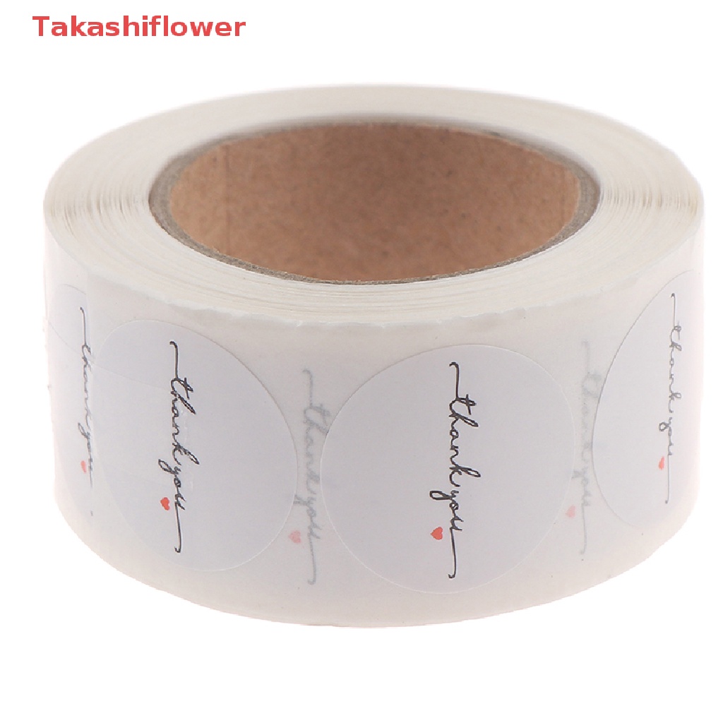 Cuộn 500 Nhãn Giấy Tròn 1 inch In Chữ thank you er Dùng Trang Trí Sổ Tay